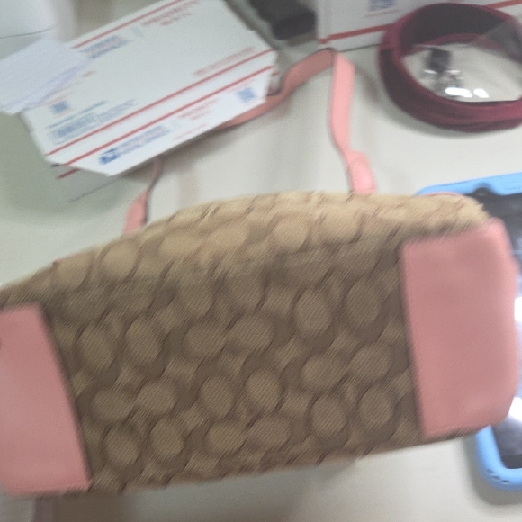 Coach Brown Tote with Pink Trim - Picture 4 of 6